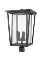 Three Light Outdoor Post Mount Fixture by Z-Lite - Seoul Collection, Black Finish - 571PHXLR-BK