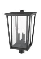 Three Light Outdoor Post Mount Fixture by Z-Lite - Seoul Collection, Black Finish - 571PHXLR-BK
