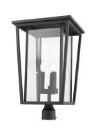 Three Light Outdoor Post Mount Fixture by Z-Lite - Seoul Collection, Black Finish - 571PHXLR-BK