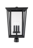 Three Light Outdoor Post Mount Fixture by Z-Lite - Seoul Collection, Black Finish - 571PHXLR-BK