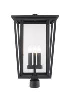 Three Light Outdoor Post Mount Fixture by Z-Lite - Seoul Collection, Black Finish - 571PHXLR-BK