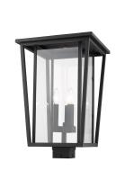 Three Light Outdoor Post Mount Fixture by Z-Lite - Seoul Collection, Black Finish - 571PHXLS-BK