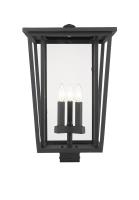 Three Light Outdoor Post Mount Fixture by Z-Lite - Seoul Collection, Black Finish - 571PHXLS-BK