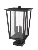 Three Light Outdoor Pier Mounted Fixture by Z-Lite - Seoul Collection, Black Finish - 571PHXLS-SQPM-BK