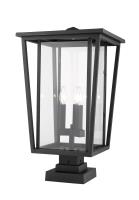 Three Light Outdoor Pier Mounted Fixture by Z-Lite - Seoul Collection, Black Finish - 571PHXLS-SQPM-BK