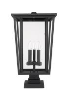 Three Light Outdoor Pier Mounted Fixture by Z-Lite - Seoul Collection, Black Finish - 571PHXLS-SQPM-BK