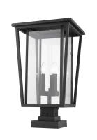 Three Light Outdoor Pier Mounted Fixture by Z-Lite - Seoul Collection, Black Finish - 571PHXLS-SQPM-BK