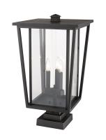 Three Light Outdoor Pier Mounted Fixture by Z-Lite - Seoul Collection, Oil Rubbed Bronze Finish - 571PHXLS-SQPM-ORB