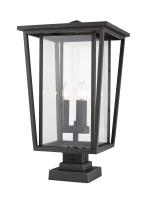 Three Light Outdoor Pier Mounted Fixture by Z-Lite - Seoul Collection, Oil Rubbed Bronze Finish - 571PHXLS-SQPM-ORB