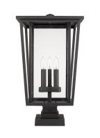 Three Light Outdoor Pier Mounted Fixture by Z-Lite - Seoul Collection, Oil Rubbed Bronze Finish - 571PHXLS-SQPM-ORB