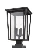 Three Light Outdoor Pier Mounted Fixture by Z-Lite - Seoul Collection, Oil Rubbed Bronze Finish - 571PHXLS-SQPM-ORB