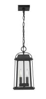Two Light Outdoor Chain Mount Ceiling Fixture by Z-Lite - Millworks Collection, Black Finish - 574CHM-BK