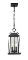 Two Light Outdoor Chain Mount Ceiling Fixture by Z-Lite - Millworks Collection, Black Finish - 574CHM-BK