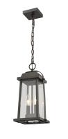 Two Light Outdoor Chain Mount Ceiling Fixture by Z-Lite - Millworks Collection, Oil Rubbed Bronze Finish - 574CHM-ORB