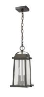 Two Light Outdoor Chain Mount Ceiling Fixture by Z-Lite - Millworks Collection, Oil Rubbed Bronze Finish - 574CHM-ORB