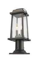 Two Light Outdoor Pier Mounted Fixture by Z-Lite - Millworks Collection, Oil Rubbed Bronze Finish - 574PHMR-533PM-ORB