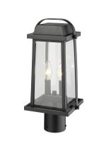 Two Light Outdoor Post Mount Fixture by Z-Lite - Millworks Collection, Black Finish - 574PHMR-BK