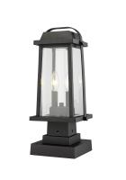 Two Light Outdoor Pier Mounted Fixture by Z-Lite - Millworks Collection, Black Finish - 574PHMS-SQPM-BK