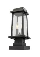 Two Light Outdoor Pier Mounted Fixture by Z-Lite - Millworks Collection, Black Finish - 574PHMS-SQPM-BK