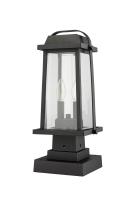 Two Light Outdoor Pier Mounted Fixture by Z-Lite - Millworks Collection, Black Finish - 574PHMS-SQPM-BK