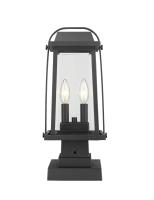 Two Light Outdoor Pier Mounted Fixture by Z-Lite - Millworks Collection, Black Finish - 574PHMS-SQPM-BK