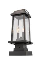 Two Light Outdoor Pier Mounted Fixture by Z-Lite - Millworks Collection, Oil Rubbed Bronze Finish - 574PHMS-SQPM-ORB