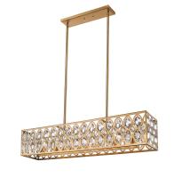 Seven Light Linear Chandelier by Z-Lite - Dealey Collection, Heirloom Brass Finish - 6010-42HB