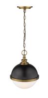 Two Light Pendant by Z-Lite - Peyton Collection, Matte Black + Factory Bronze Finish - 619MP-MB-FB