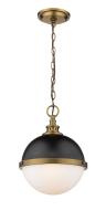 Two Light Pendant by Z-Lite - Peyton Collection, Matte Black + Factory Bronze Finish - 619MP-MB-FB