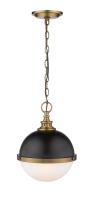 Two Light Pendant by Z-Lite - Peyton Collection, Matte Black + Factory Bronze Finish - 619MP-MB-FB