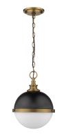 Two Light Pendant by Z-Lite - Peyton Collection, Matte Black + Factory Bronze Finish - 619MP-MB-FB
