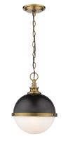 Two Light Pendant by Z-Lite - Peyton Collection, Matte Black + Factory Bronze Finish - 619MP-MB-FB