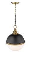 Two Light Pendant by Z-Lite - Peyton Collection, Matte Black + Factory Bronze Finish - 619P14-MB-FB