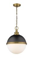 Two Light Pendant by Z-Lite - Peyton Collection, Matte Black + Factory Bronze Finish - 619P14-MB-FB
