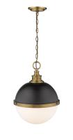 Two Light Pendant by Z-Lite - Peyton Collection, Matte Black + Factory Bronze Finish - 619P14-MB-FB