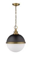 Two Light Pendant by Z-Lite - Peyton Collection, Matte Black + Factory Bronze Finish - 619P14-MB-FB
