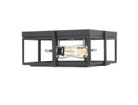 Two Light Flush Mount by Z-Lite - Halcyon Collection, Matte Black + Chrome Finish - 724F13-MB+CH