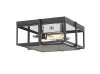 Two Light Flush Mount by Z-Lite - Halcyon Collection, Matte Black + Chrome Finish - 724F13-MB+CH