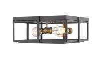 Three Light Flush Mount by Z-Lite - Halcyon Collection, Bronze + Heritage Brass Finish - 724F15-BRZ+HBR