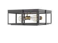 Three Light Flush Mount by Z-Lite - Halcyon Collection, Bronze + Heritage Brass Finish - 724F15-BRZ+HBR