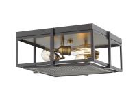 Three Light Flush Mount by Z-Lite - Halcyon Collection, Bronze + Heritage Brass Finish - 724F15-BRZ+HBR