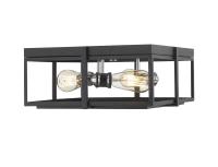 Three Light Flush Mount by Z-Lite - Halcyon Collection, Matte Black + Chrome Finish - 724F15-MB+CH