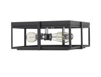 Three Light Flush Mount by Z-Lite - Halcyon Collection, Matte Black + Chrome Finish - 724F15-MB+CH