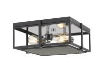 Three Light Flush Mount by Z-Lite - Halcyon Collection, Matte Black + Chrome Finish - 724F15-MB+CH