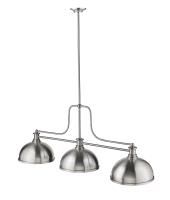 Three Light Billiard by Z-Lite - Melange Collection, Brushed Nickel Finish - 725-3BN-D12BN