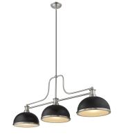 Three Light Billiard by Z-Lite - Melange Collection, Brushed Nickel Finish - 725-3BN-D12MB+BN