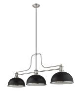 Three Light Billiard by Z-Lite - Melange Collection, Brushed Nickel Finish - 725-3BN-D12MB+BN
