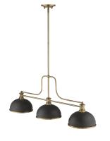 Three Light Billiard by Z-Lite - Melange Collection, Heritage Brass Finish - 725-3HBR-D12BRZ+HBR