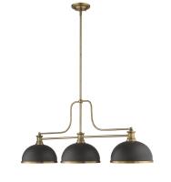 Three Light Billiard by Z-Lite - Melange Collection, Heritage Brass Finish - 725-3HBR-D12BRZ+HBR