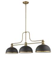 Three Light Billiard by Z-Lite - Melange Collection, Heritage Brass Finish - 725-3HBR-D12BRZ+HBR